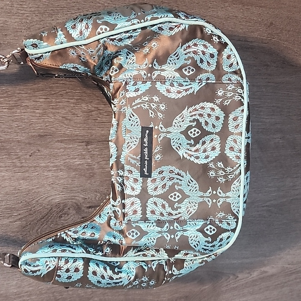 Petunia Pickle Bottom baby chic diaper bag nwot teal/brown vintage - Picture 6 of 11